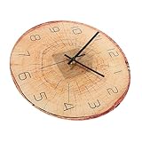 Uonlytech Stylische Holzmaserung Wanduhr Leise Geräuschloser Hängender Dekor für Wohnzimmer Schlafzimmer Einfache Montage MDF Holz Uhr ohne Tickgeräusche