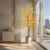 DanLink Künstlicher Ahorn Baum, 180cm Gelb Groß Künstliche Pflanze Im Topf für Indoor Outdoor, Japanischer Ahorn Baum Kunst Pflanze Wie Echt Innendekoration für Zuhause, Hochzeit, Party, Garten, Büro