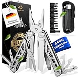 TREKLINE Premium Multitool Werkzeug [rostfreier Edelstahl] Survival Multifunktionsmesser perfektes Camping Zubehör, Multifunktionswerkzeug [27 Funktionen] Taschenmesser, Geschütztes Design