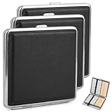 NUWIQ 3 Stück Zigarettenetui, Leder Metall PU Zigarettenschachtel, Schwarz Zigarettencase mit Schnappverschluss für Hosen und Hemdtaschen, Fasst 20 Zigaretten