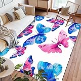 3D Teppich Bunter Blumenschmetterling Boden Matte Wohnzimmer Samt Area Teppiche Weiche Schlafzimmer Teppich Für Kinder Jungen Mädchen Toilettenmatte Toormat 100 X 150 Cm - Leicht Zu Reinige -902175449