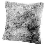 Delindo Lifestyle Kissenbezug Kingston, flauschig weiche Kunstfell Kissenhülle, grau, 50x50 cm