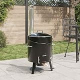 SKM Gulaschkanone mit Rauchabzug & Deckel Schwarz Stahl Emailliert,Heim & Garten,Küche & Esszimmer,Küchengeräte,Grills,Schwarz,10.1KG,4005749