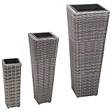 3er-Set Hochbeet, Gartenbeet aus Poly Rattan, Anzuchtbeet, Pflanzkasten, Kräuterbeet für Garten Balkon Terrasse, Grau