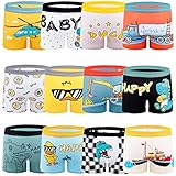 Cogindss Xmrlvn Jungen Unterhosen Boxershorts Baumwolle Dinosaurier Muster Unterwäsche 12er Pack, 3-5 Jahre, Mehrfarbig, Größe: M