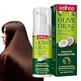 Mousse für die Haare, feuchtigkeitsspendender Schaum mit Olivenöl, Bio-Haarschaum für lockiges Haar, zur Kontrolle von Frizz, Fixierschaum für lockiges Haar, 60 l
