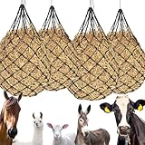AIYJWXINP 4 Stück Heunetz für Pferde Heuraufe Heunetz Engmaschig Pferd Heusack für Pferde Hay Futtermittelnetz Heusack für Heuraufe Schafe Futternetz mit Kontrolliert Zubehör(Schwarz, 4x4cm)