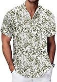 HMIYA Hawaii Hemd Männer Herren Sommerhemd Baumwolle Kurzarm Hemd Herren Henley-Kragen Lässiges Regular Fit Shirts