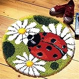 Raixleb Latch Hook Kits Knüpfteppich für Kinder und Erwachsene zum Selber Knüpfen DIY Teppich 50x 50 cm Marienkäfer