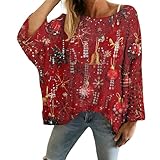 Weihnachtspullover für Damen, Bluse, Tops, Weihnachtspullover für Frauen 2025, Rundhalsausschnitt, Winterurlaub, niedliche Pullover, Strickwaren, Kleidung für Zuhause, Party, Weihnachtsgeschenke, rot