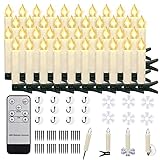 ZIYOUDOLI 40er LED Weihnachtskerzen Christbaumkerzen Kabellose Weihnachtsbaumkerzen mit Fernbedienung Timer Flackernde Dimmbar für Weihnachtsbaum Lichterkette Weihnachtsdeko Hochzeit(40stk)