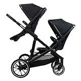 Deryan EVY V2 Kinderwagen für 2 Kinder - für Neugeborene, Kleinkinder & Kinder im Vorschulalter - Baby Kinderwagen Buggy bis 50kg - Baby Wagen - Reise Kinderwagen 2 in 1 Komplettset - Schwarz