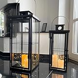2er XXL Set Gartenlaterne Windlicht Laterne Laternen Metalllaterne Set Dekoration Außen Metall Schwarz H58/45cm