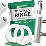 RAVENBOLD Fitschenringe für Zimmertüren [praktisches 50er Set: 25 x 1mm & 25 x 2mm Ringstärke / 10,2mm Durchmesser] - für alle Zimmertüren - extra stabiler Kunststoff - Unterlegscheiben Türscharnier