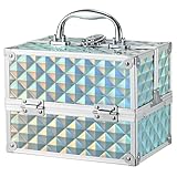 Kosmetikkoffer Klein Schminkkoffer Leer Make up Koffer Beauty Case mit Schloss Make up Organizer Koffer für Mädchen Nagelkoffer Cosmetic Case,Grün