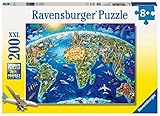Ravensburger Kinderpuzzle - 12722 Große, Weite Welt - Puzzle-Weltkarte für Kinder ab 8 Jahren, mit 200 Teilen im XXL-Format