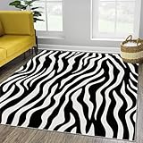Plüsch-Bereich Rugs Black Flannel Rugs, Zebra Patter Print gedruckt Carpets Indoor Fluffy Teppich Anti-Skid Playing Schlafzimmer Wohnzimmer-Bodenmaschine Washable Teppich 160 x 230 cm