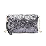 Miss Lulu Damen Fashion Pailletten Tasche Mini Clutch kleine Damen Kettentasche Umhängetasche für Hochzeiten, Dates und verschiedene Anlässe mit goldener Kette