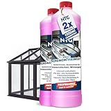 NTG Vordach & Terrassendach Reiniger Konzentrat 1L Flasche Grünbelag Entferner Wintergärten Reiniger mit Glanzfilmbildner streifenfrei für Glas Metall PVC-Flächen Made in Germany (2 Liter)