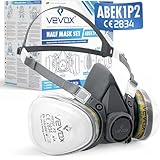 VEVOX® Atemschutzmaske – ABEK1P2 Filter – Schutz gegen Feinstaub, Gase & Dämpfe – Zum Lackieren, Schleifen & Sanieren – Gasmaske, Staubmaske & Lackiermaske (ABEK1P2 - Kleines Set)