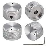 mxuteuk 4Stück Gitarre Knobs Silber Gitarre Knöpfe Potiknöpfe Audio Lautstärkeregler Aluminium Rotary Potentiometer Drehknoepfe für E-Gitarren Bassschraube Ersatzteil Typ 25x15,5mm(d * h) KNOB-03-25SR