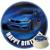 J&M DECO Tortenaufleger Auto – essbare Tortendeko Ø 20 cm – Tortenbild mit Rennauto-Motiv für Jungengeburtstag – Kuchendekoration aus Zuckerpapier – gebrauchsfertig