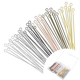 Mabor 600 Stück Stecknadeln,6 Farben Kettelstifte Eye Pins 5cm Nietstifte Schmuckherstellung Ösenstifte Offene Nietstifte Metall Kopfstifte Kopf Pins für Halsketten Schmuckherstellung Reparatur