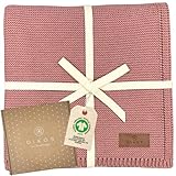DIKOS® Babydecke Beere aus *100%* GOTS Bio Baumwolle | 4 Jahreszeiten Neugeborenen Decke für Baby Mädchen | Strickdecke Kuscheldecke Baumwolldecke Kinderwagen | Erstausstattung Geschenk zur Geburt