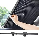 Auto Sonnenschutz, Versenkbare Automatische Einziehbare Auto Windschutzscheibe Visor mit Saugnapf Schutz, Sun Shades Rollos für Auto Frontscheibe und Heckscheibe, für Auto LKW SUV (46cm)