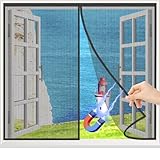 Fentar Fliegengitter Fenster Magnet, 100x130cm Magnet Fliegengitter Fenster Ohne Bohren, Fliegengitter Magnetisch mit Klettband, Stille Insektenschutz Fenster Magnetisch, Automatisch Schließen