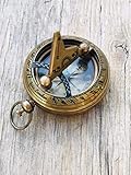 Vintage Nautical Mart Sonnenuhr-Kompass aus Messing, 5 cm Durchmesser, Taschen-Sonnenuhr-Kompass, antikes Finish, funktionierender Sonnenuhr-Kompass, Geschenk für jedermann
