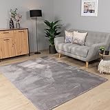 Paco Home Teppich Wohnzimmer Schlafzimmer Kurzflor Waschbar Einfarbiges Muster Flauschig Weich rutschfest Moderne Deko, Grösse:80x150 cm, Farbe:Grau