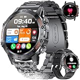 LIGE Smartwatch Herren mit Telefonfunktion, 100+ Sportmodi Outdoor Militär Sportuhr 1.39 Zoll 400mAh Touchscreen IP68 Wasserdicht Smart Watch für Android iOS mit Herzfrequenz, SpO2 Schlafmonitor