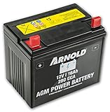 ARNOLD AGM Starterbatterie 12V 16Ah, 280 CCA für Rasentraktoren 5032-U3-0002, 12 V, schwarz