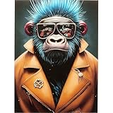 Kare Design Wandbild Fashion Gorilla, Bunt, Rechteckig, Glasbild, 4mm ESG Sicherheitsglas, Tierisches Design, Affe, Wandkunst, Bild, Schlafzimmer, Wohnzimmer, Glas, Polypropylen, 80x60 cm (H/B)