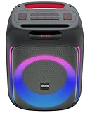 Kenwood Party-Lautsprecher AS-P200BT - Tragbarer Partylautsprecher mit 50 W RMS Ausgangsleistung, dynamische Lightshow, 10 Stunden Akkulaufzeit, Bluetooth, TWS, USB, SD, AUX, Mikrofoneingang, Schwarz