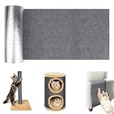 200cmx30cm Selbstklebend Kratzteppich Katze Wand, Katzenkratzmatte für Sofa, DIY Kratzmatte Selbstklebend, Kratzmatte Katze DIY Trimmbarer für Schützt Teppiche Sofa Möbelschutz （Dunkelgrau）