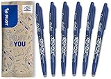 PILOT FriXion Ball 0.7 Set – 6 Stück – Farbe Blau – Radierbare Tintenroller 0,4 mm Strichstärke, angenehme Schreibführung zum Schreibenlernen, thermosensitive Tinte, mit austauschbarer Mine