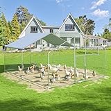 Polar Aurora Hühnerstall aus Metall, Großer Hühnerstall im Freien, begehbarer Hühnerauslauf für 6-20 Hühner, Doppeltür Hühnerhaus mit wasserdichter UV-Schutzabdeckung für Hinterhof (Spire-M)