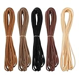 ZEYIYER 5 Stück Lederband Lederhalsbandkordel, 5 m Lederseil Halsbandseil Wildlederkordel Lederband für DIY Bastelarbeiten Schmuckherstellung