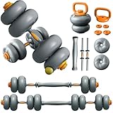 Fitarc Weiche, verstellbare Hanteln, 20 kg, bodenfreundlich, 4-in-1-Gewichte-Set mit Langhantel- und Kugelhantel-Funktion, kompakte Kraftausrüstung für Zuhause, Fitnessstudio, Wohnung, kleines