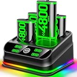 Xbox Ladestation mit 4x4800mWh Xbox Akku für Controller, Xbox Series X Controller Akku mit 9 LED Ladestation für Xbox One/One S/One X/Elite Controller, Xbox Rechargeable Battery