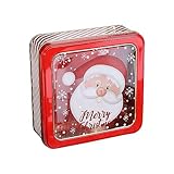 alloneslife Weihnachts-Blechdose mit Deckel, schöne Form, Cartoon-Muster, für Kinder, Party, Aufbewahrungsbox