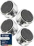4 Stk Wasserhahn Aufsatz Strahlregler M24 Wasserfluss 5l/min - High Tech Anti Kalk Wasserhahn Sieb mit Kugelförmige Filter - Luftsprudler aus Verchromten Messing - Aufsatz Strahlregler für Wasserhähne