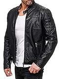Redbridge Herren Jacke Kunst- Lederjacke Biker MC Black Übergangsjacke Schwarz M6056 Gr L