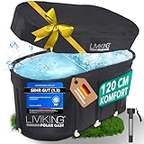 LIVIKING® Eisbad + Faltbare Badewanne Erwachsene [120 cm - 2in1 KOMFORT KOMPLETTSET] Eisbaden Tonne, Mobile Badewanne Outdoor & Eistonne –ThermoPolar-Isolierung & SolidShape-Rahmen – Jetzt Eintauchen!