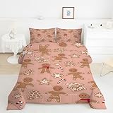 Bettdecke 135x200 Lebkuchenmann Steppdecke 135x200 Weihnachtsbaum 4 Jahreszeiten Bettdecken mit 2 Kissenbezug, Waschbar Microfaser Bettzeug, Warme Weiche Bettdecke ohne BezugY98