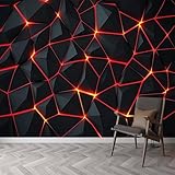 Fototapete Modern 3D Effekt Vliestapete Schwarze Geometrie Foto Tapete Wohnzimmer Schlafzimmer Flur Wandtapete Motivtapeten Bildtapete Wand Deko 450x315 cm 1384a