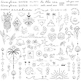 BETESSIN 3 Bögen Temporäre Tattoos 2 Wochen - Fake Tattoos mit 80+ Meer, Welle, Strand Motiven - Klebetattoos Erwachsene - Wasserfeste Tattoo zum Aufkleben für Sommerparty, Strandparty uvm.