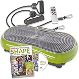 Orbisana Shape Vibrationsplatte Testsieger 2020 - (Note 1,5'Sehr gut - DtGV) bis 150kg belastbar inkl. Expanderbänder, DVD mit Übungen, Ernährungsplan, Fernbedienung, 10 Trainingsprogramme